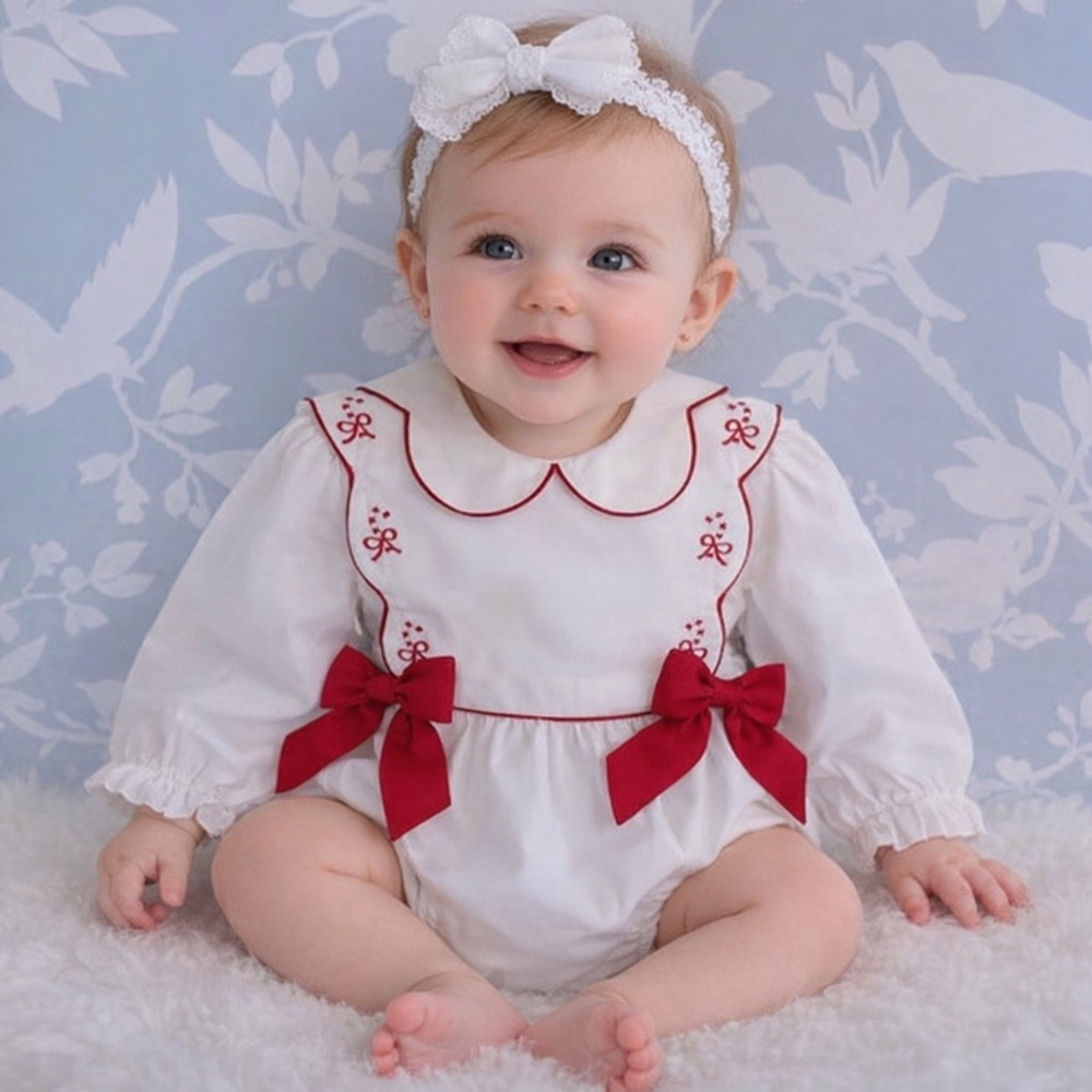NWT! Edgehill Collection White and Red Baby outfit